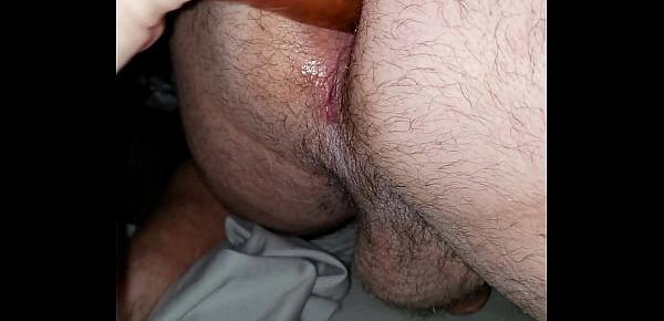  Wife fucking my ass with 8 inch dildo
